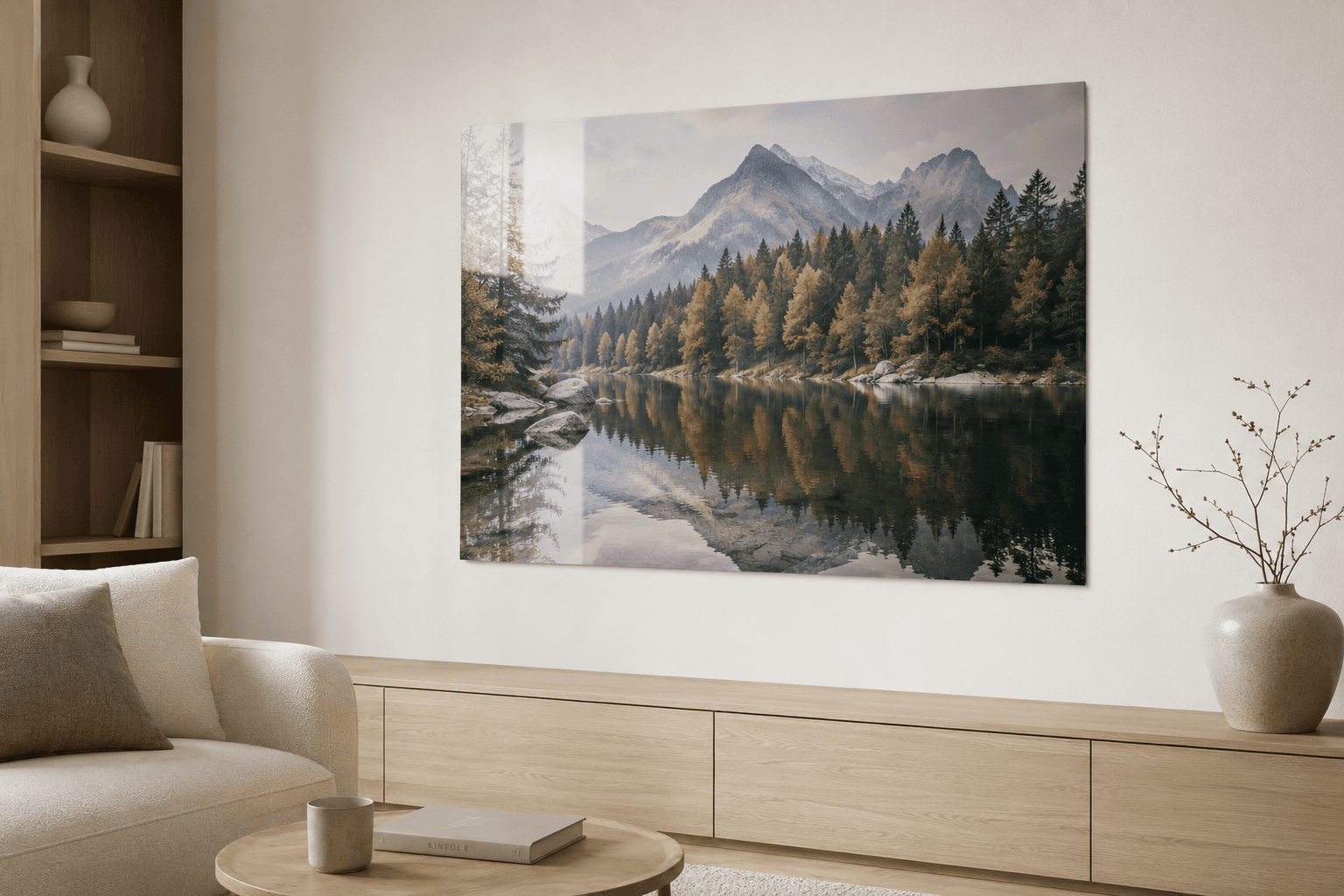 Foto op plexiglas in de woonkamer met natuurprint