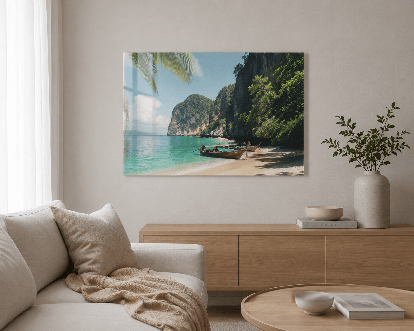 Foto op plexiglas in de woonkamer met vakantiefoto