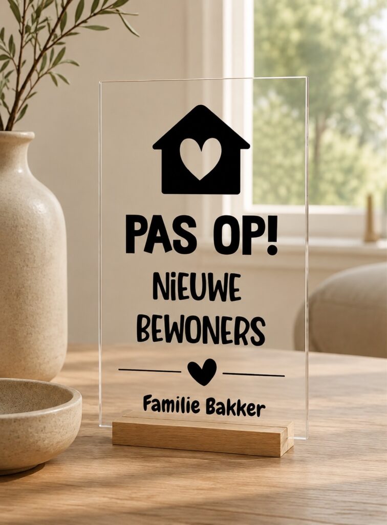 Plexiglas Housewarming - Pas op!