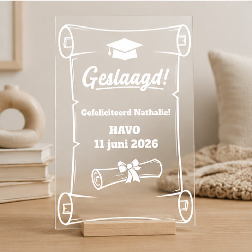 Plexiglas Geslaagd - Diploma rol