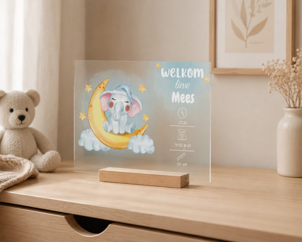 Plexiglas Geboorte - Welkom lieve jongen