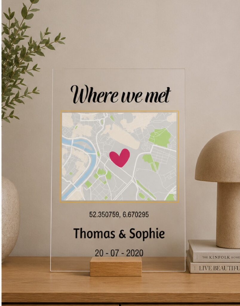 Plexiglas Liefde - Where we met