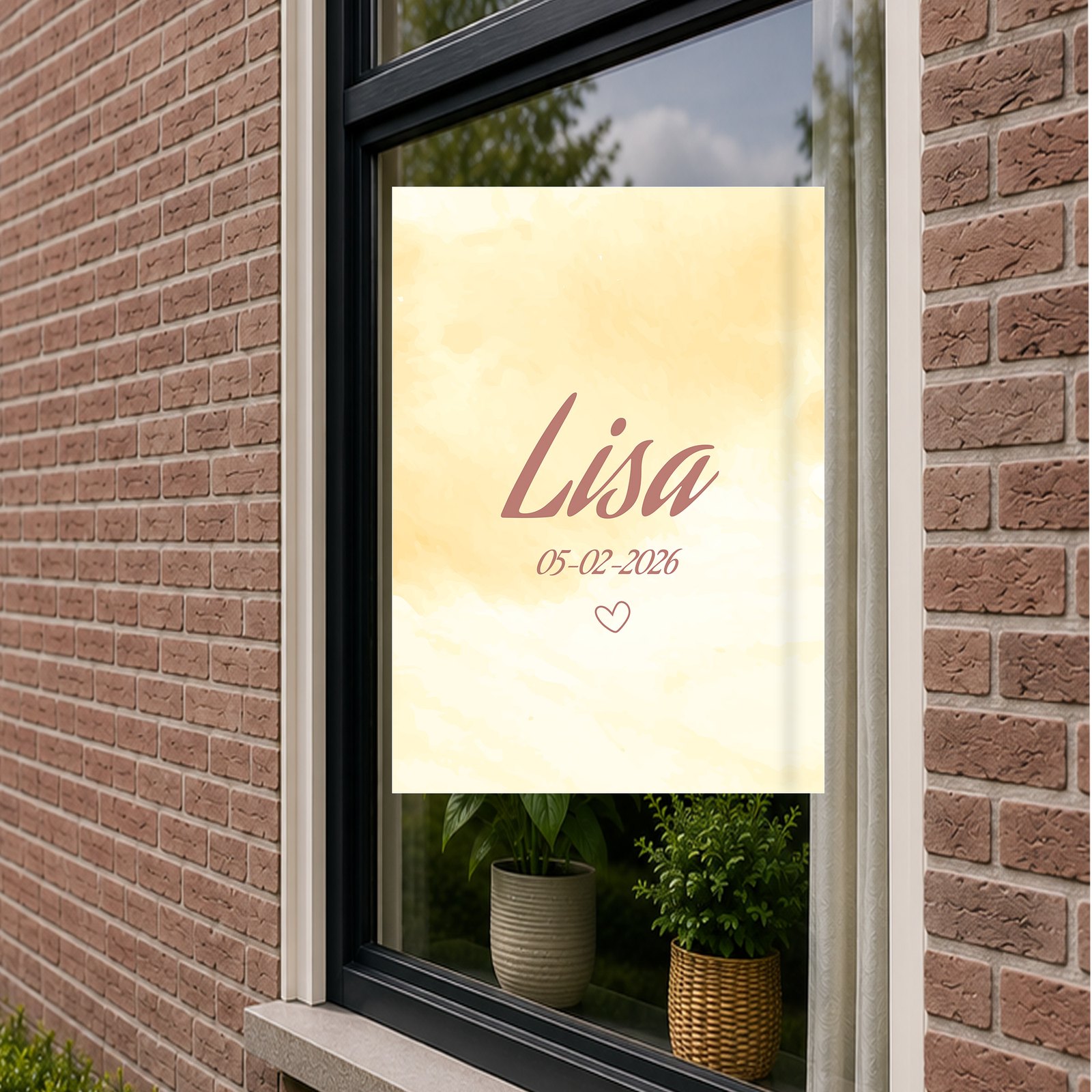 Raambord Geboorte - Gele waterverf