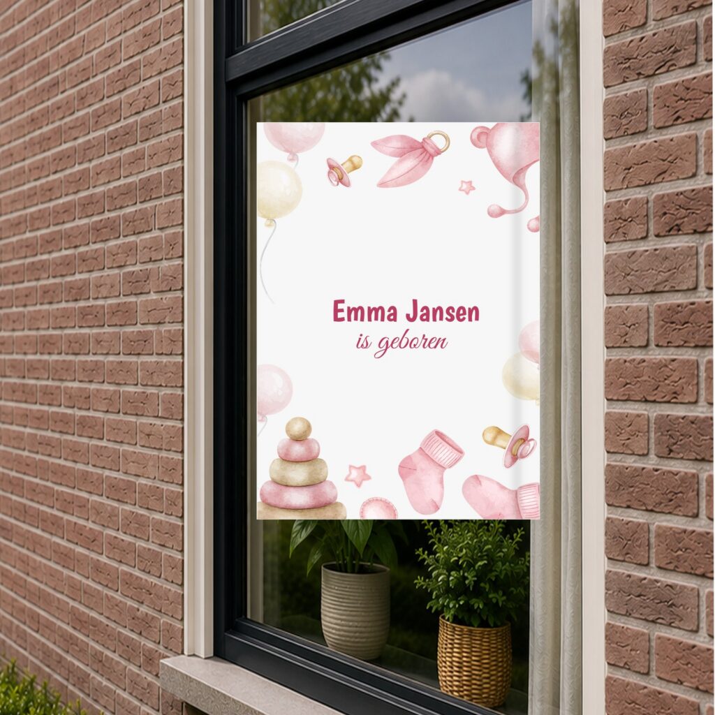Raambord Geboorte - Rand baby spullen meisje