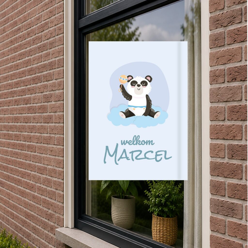 Raambord Geboorte - Welkom panda
