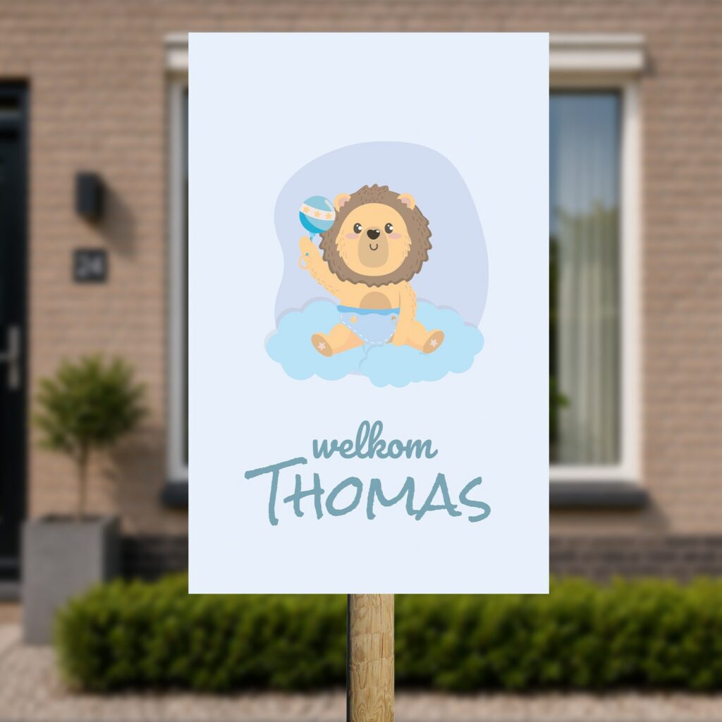 Tuinbord Geboorte - Welkom leeuw