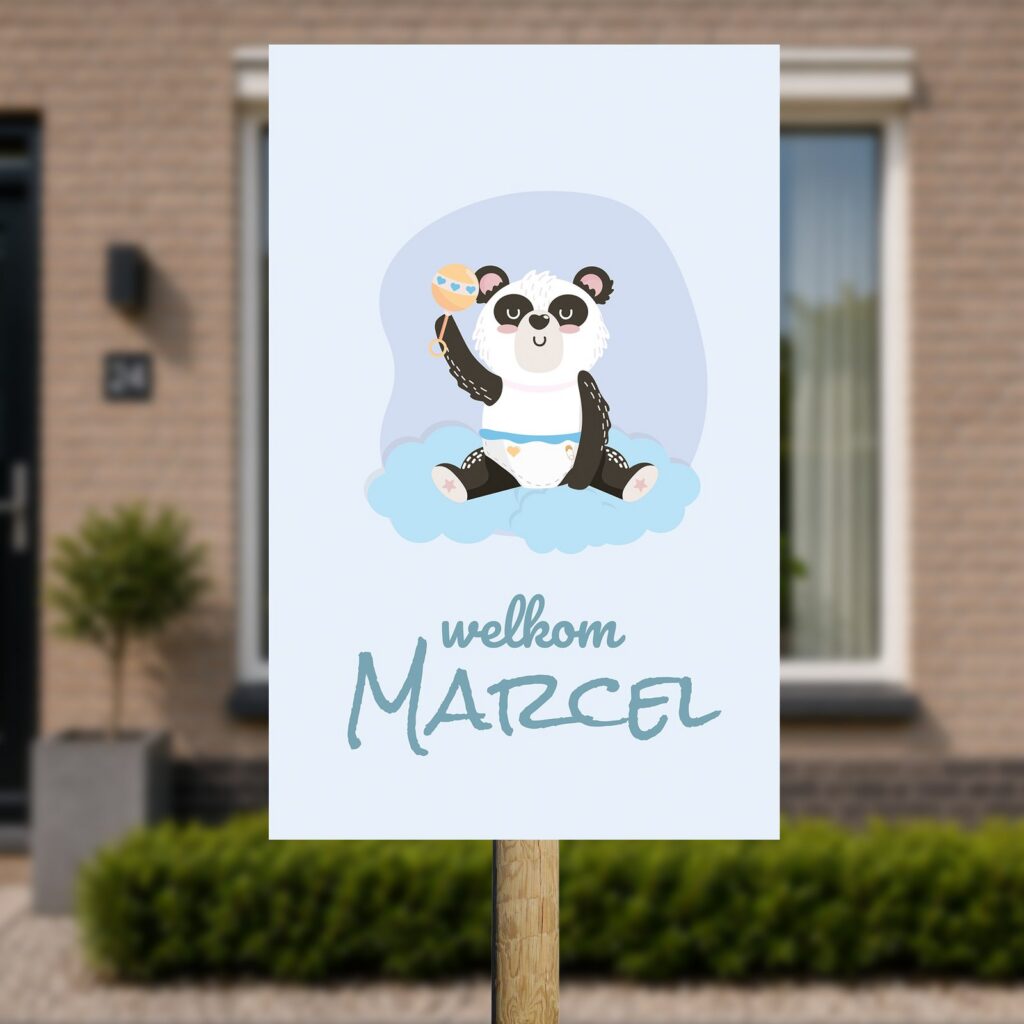 Tuinbord Geboorte - Welkom panda